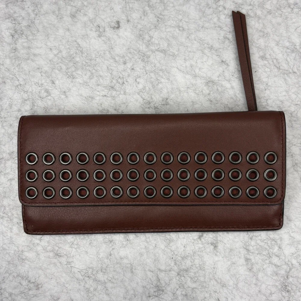 COACH Bleecker Grommets Set: Snap Wallet Clutch & Universal Wristlet - Brick Red - Picture 6 of 10